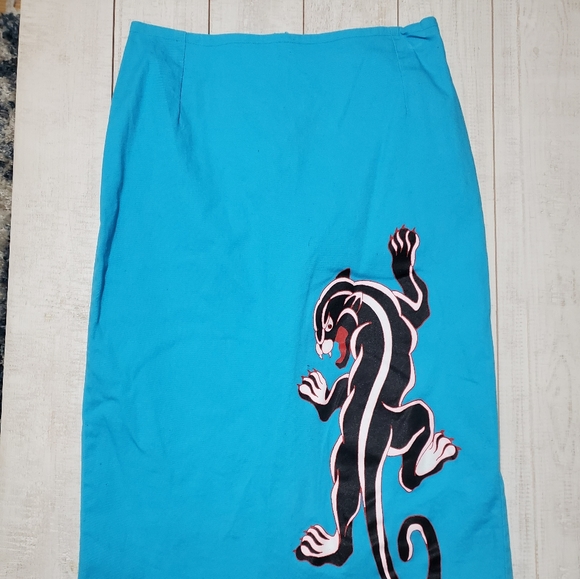 Turquoise Panther Pinup Skirt! - Picture 1 of 5